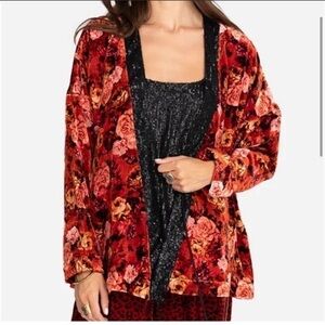 Johnny Was Red/ Black Billie Short Kimono Size Medium NWT